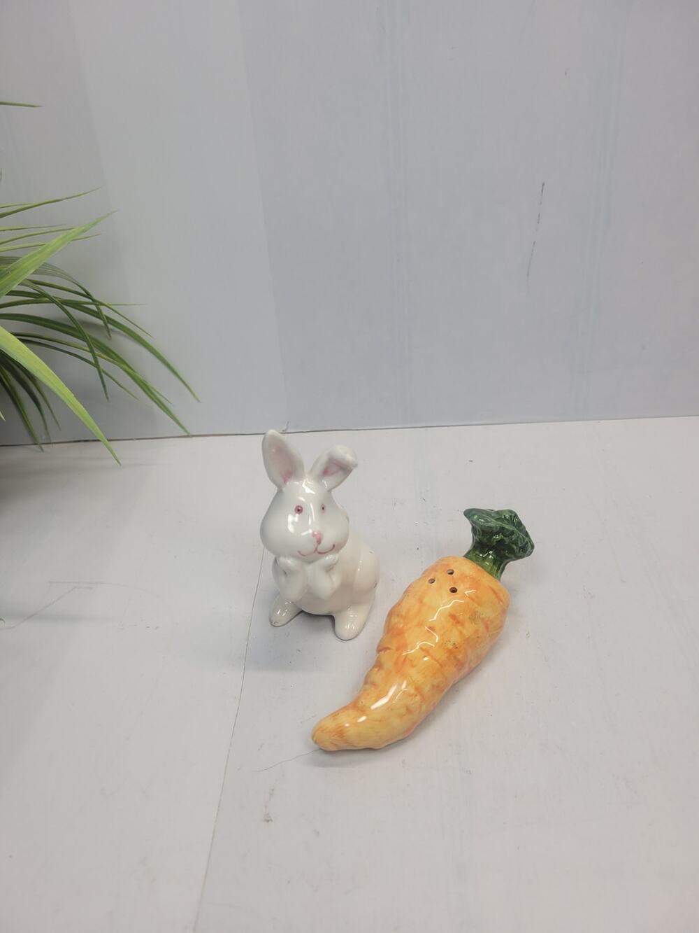 Vintage Fritz & Floyd Bunny & Carrot Salt & Pepper Shakers "Movers and Shakers"